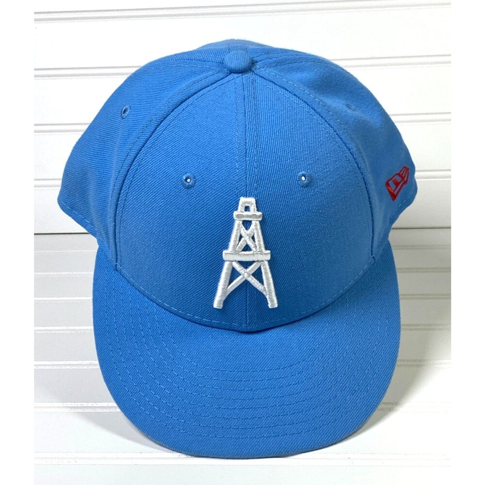 New Era 59Fifty Houston Oilers Throwback Baby Blue Fitted Hat Cap Size 7 3/4